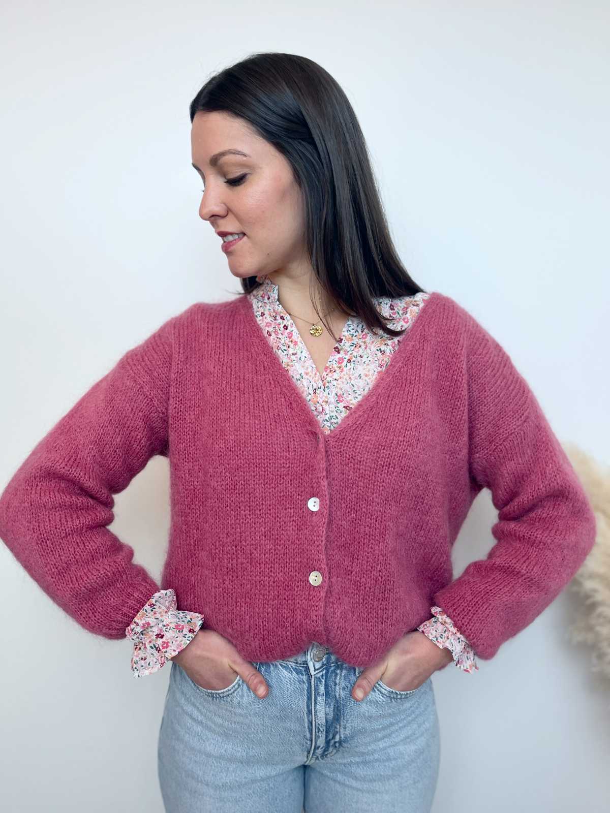gilet mohair framboise 2