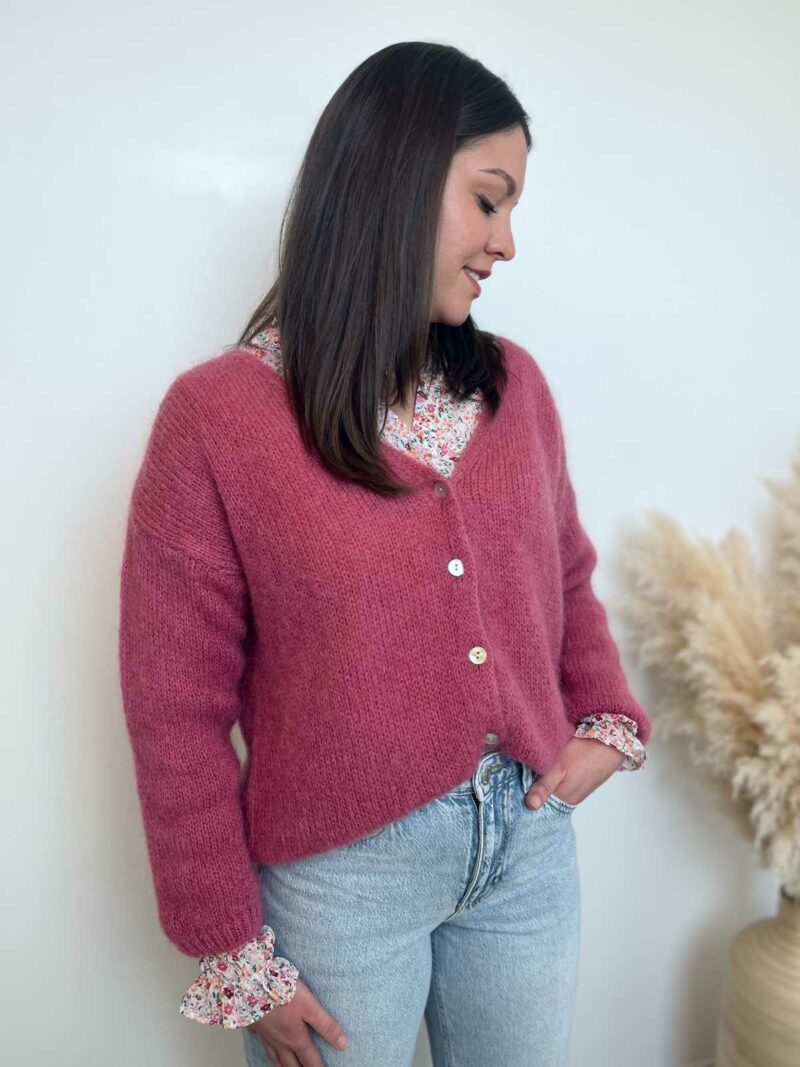 gilet mohair framboise 3