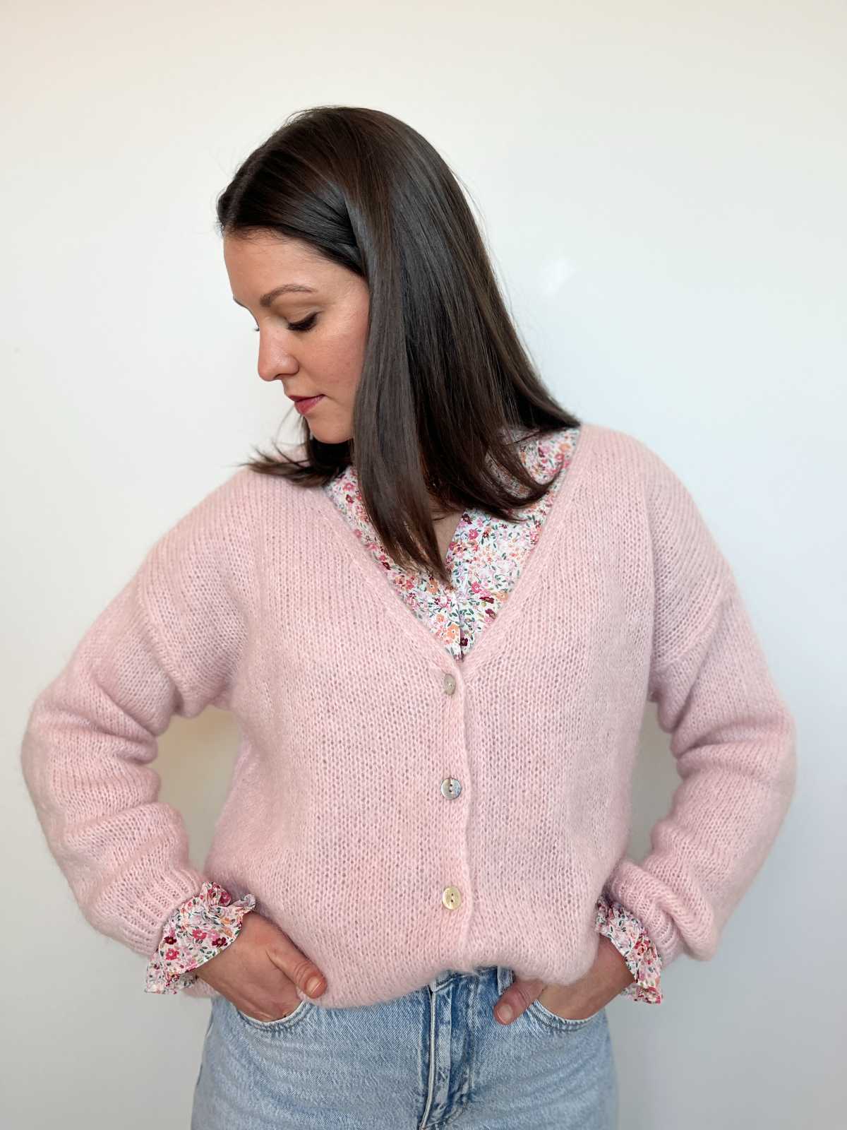 GILET MOHAIR ROSE POUDRE