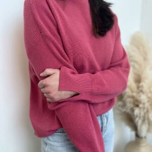 pull cotelé framboise 3