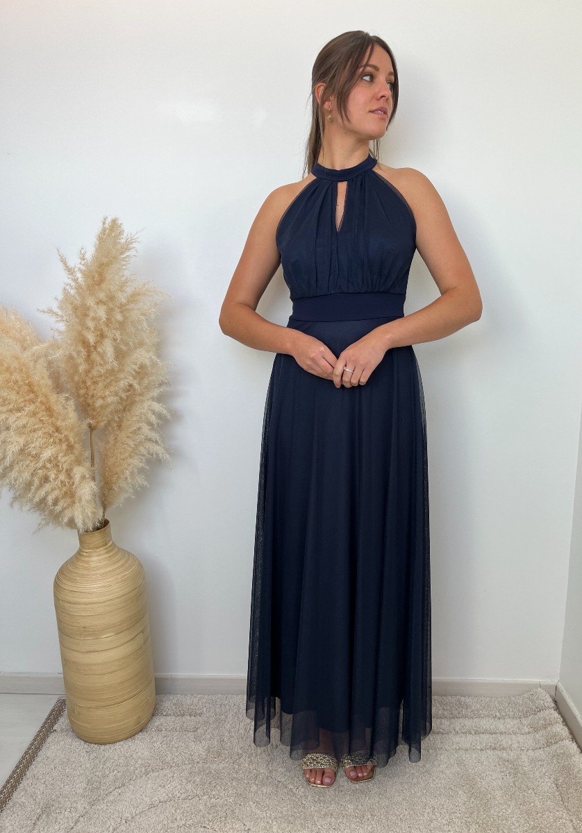 ROBE ENCOLURE AMERICAINE BLEU MARINE