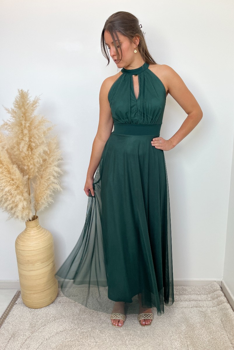 robe encolure américaine vert sapin