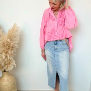 Blouse broderie rose 2