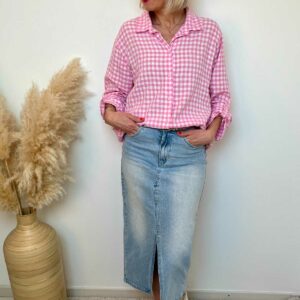 Chemise a carreaux rose blanc 2