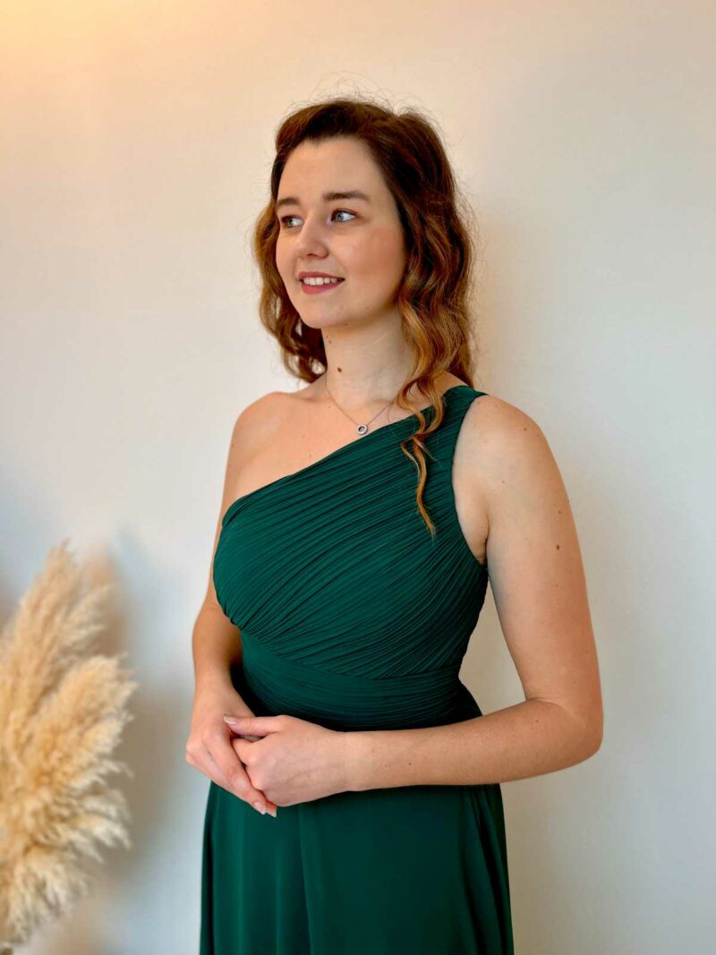 Robe asymétrique vert sapin 2