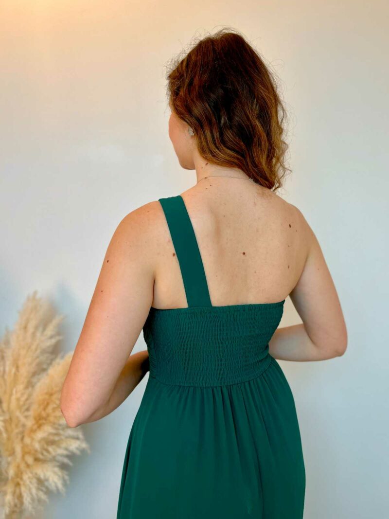 Robe asymétrique vert sapin 3
