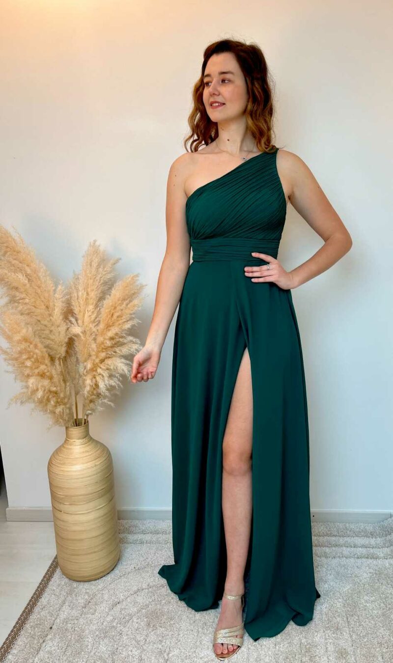 Robe asymétrique vert sapin