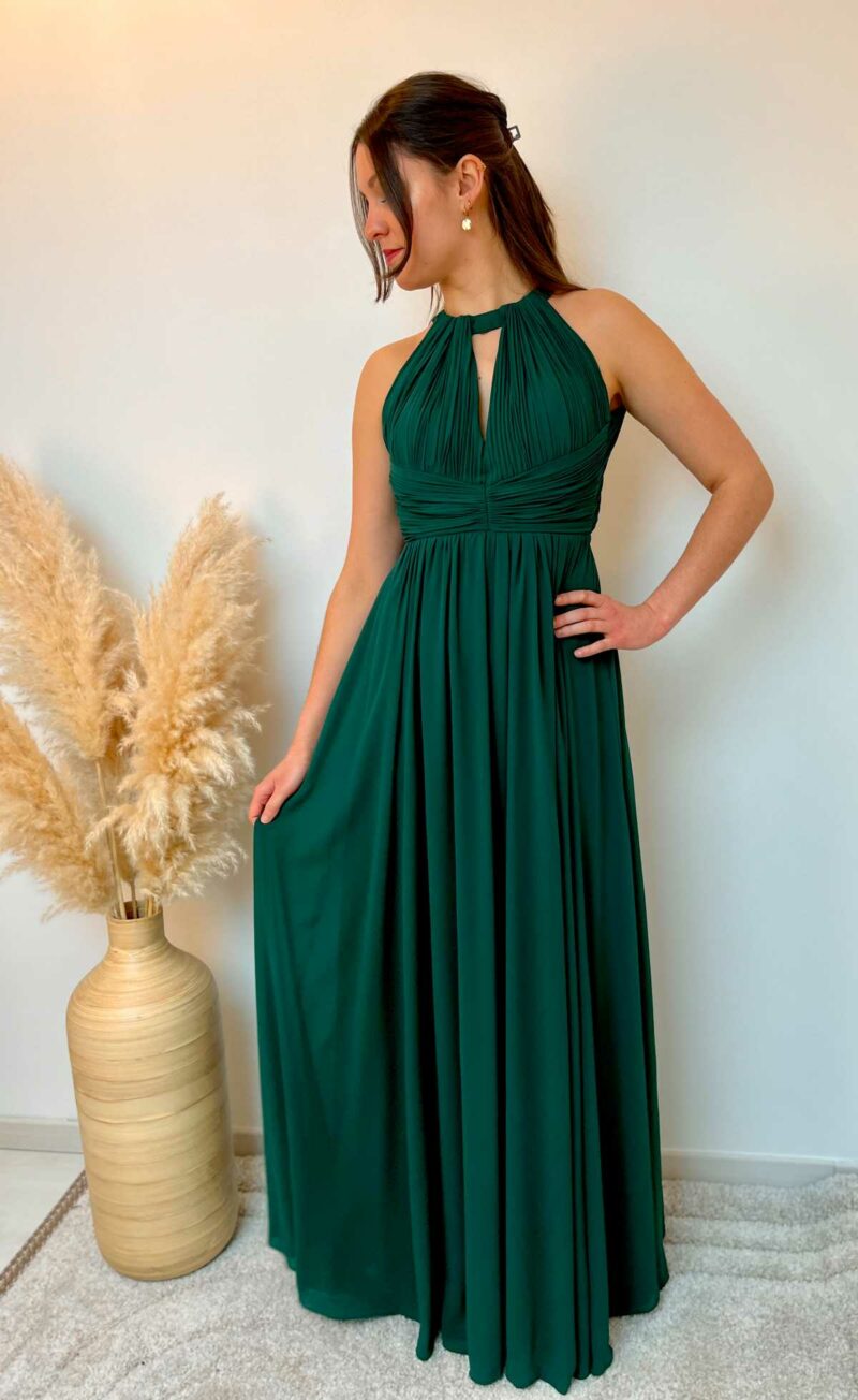 Robe longue dos vert sapin