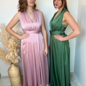 Robe longue satinée