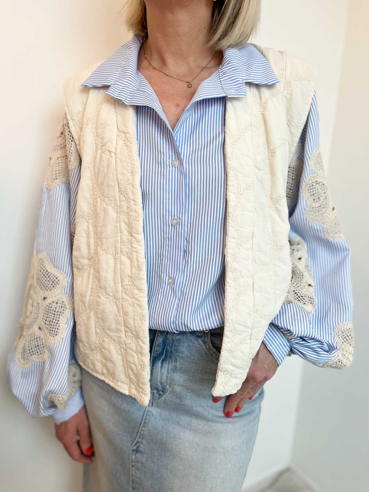Veste sans manches matelassee beige 2