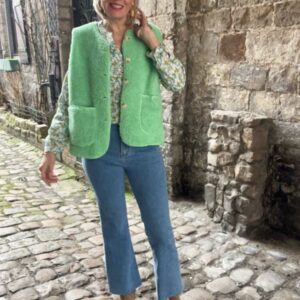 gilet bouclette vert 2