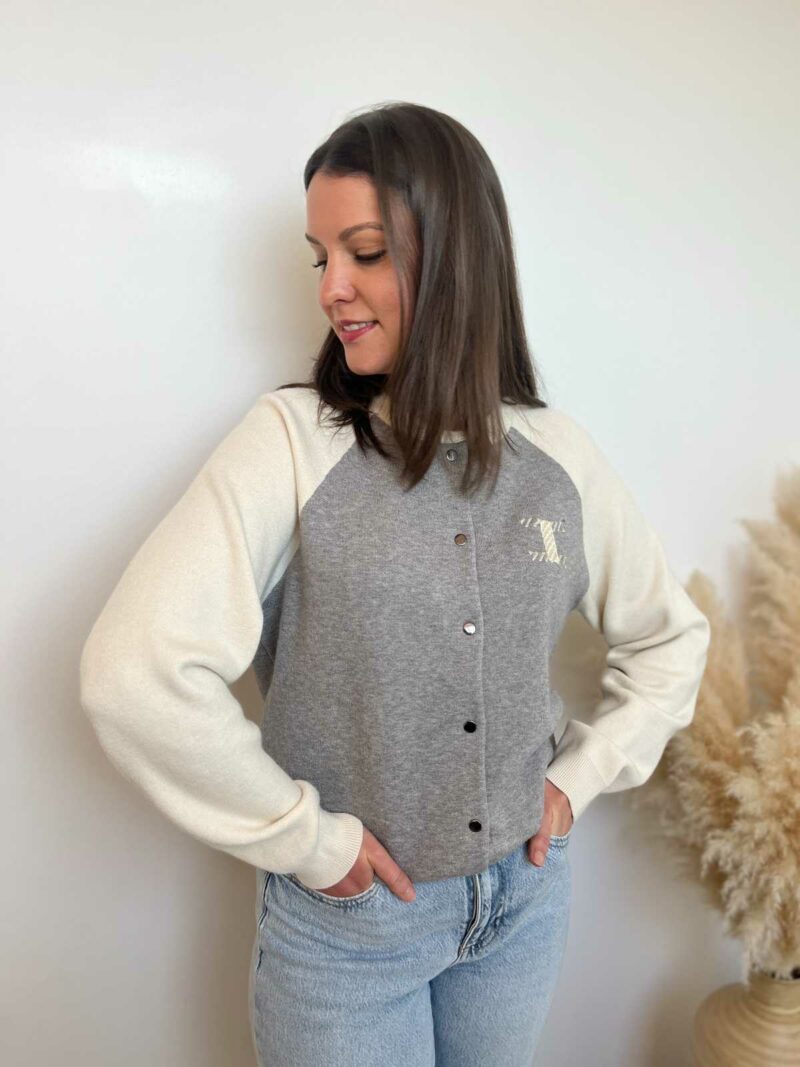 gilet gris ecru 2