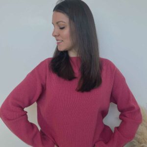 pull cotelé framboise 2