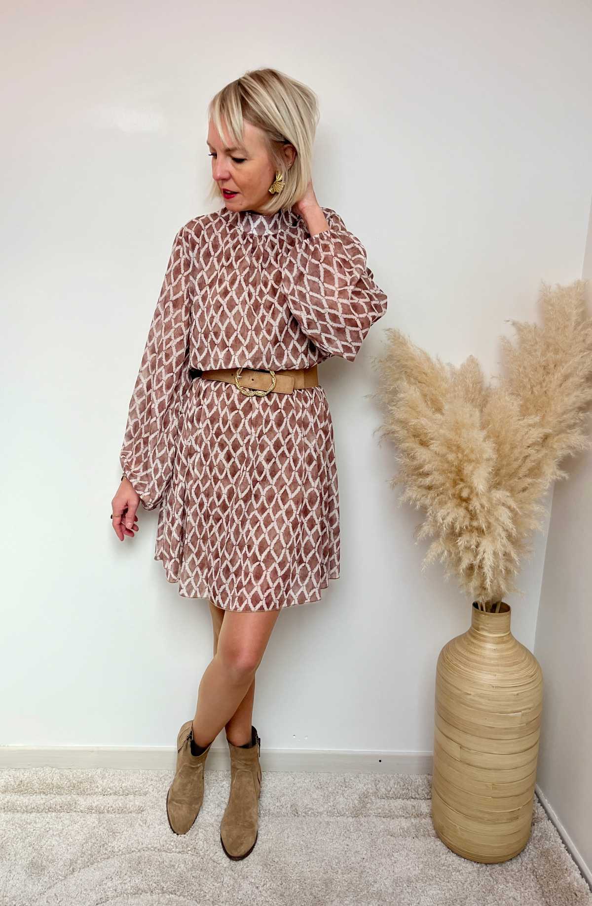 ROBE COURTE FLUIDE CAMEL BEIGE