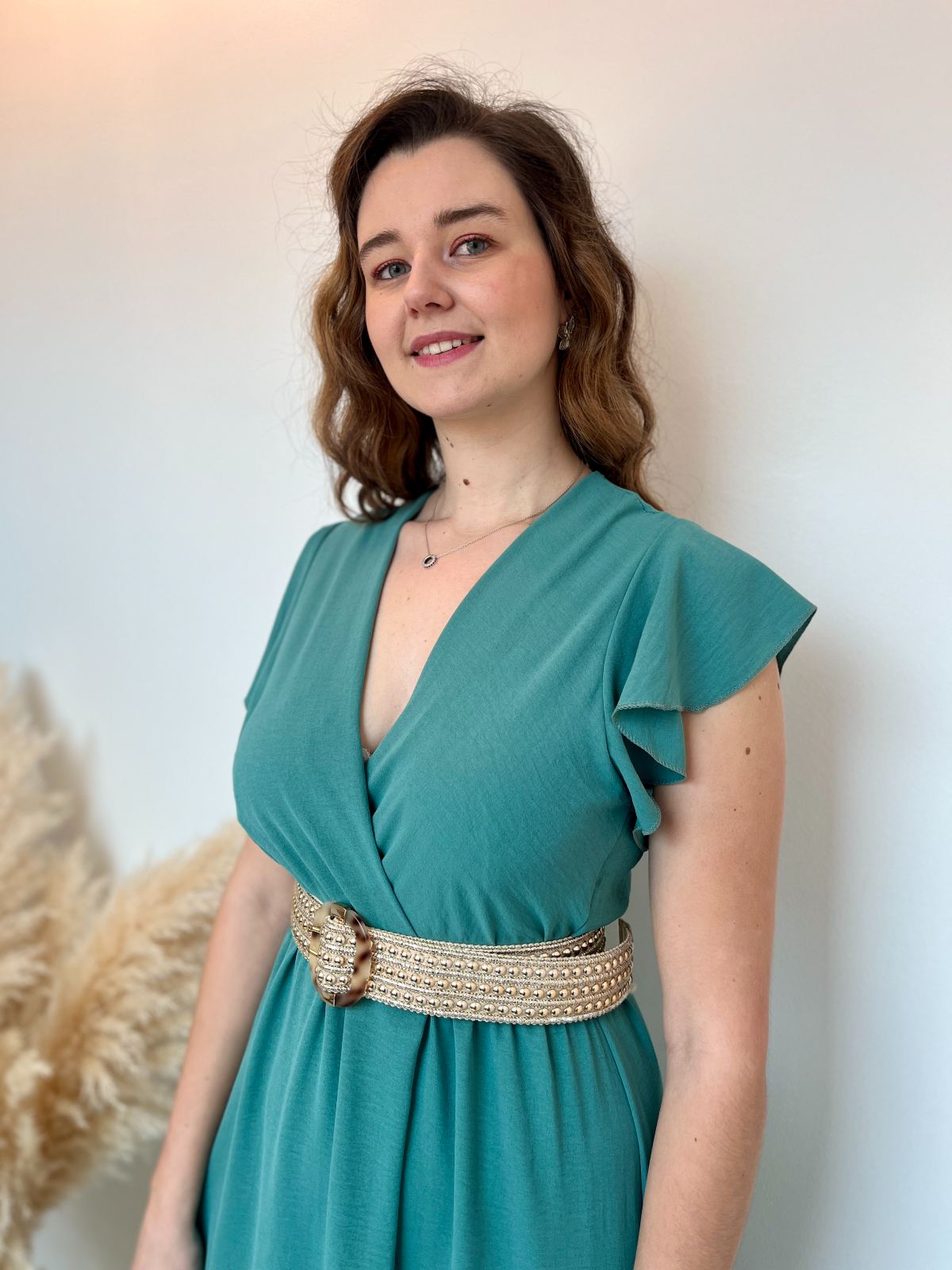 robe longue col V vert 3