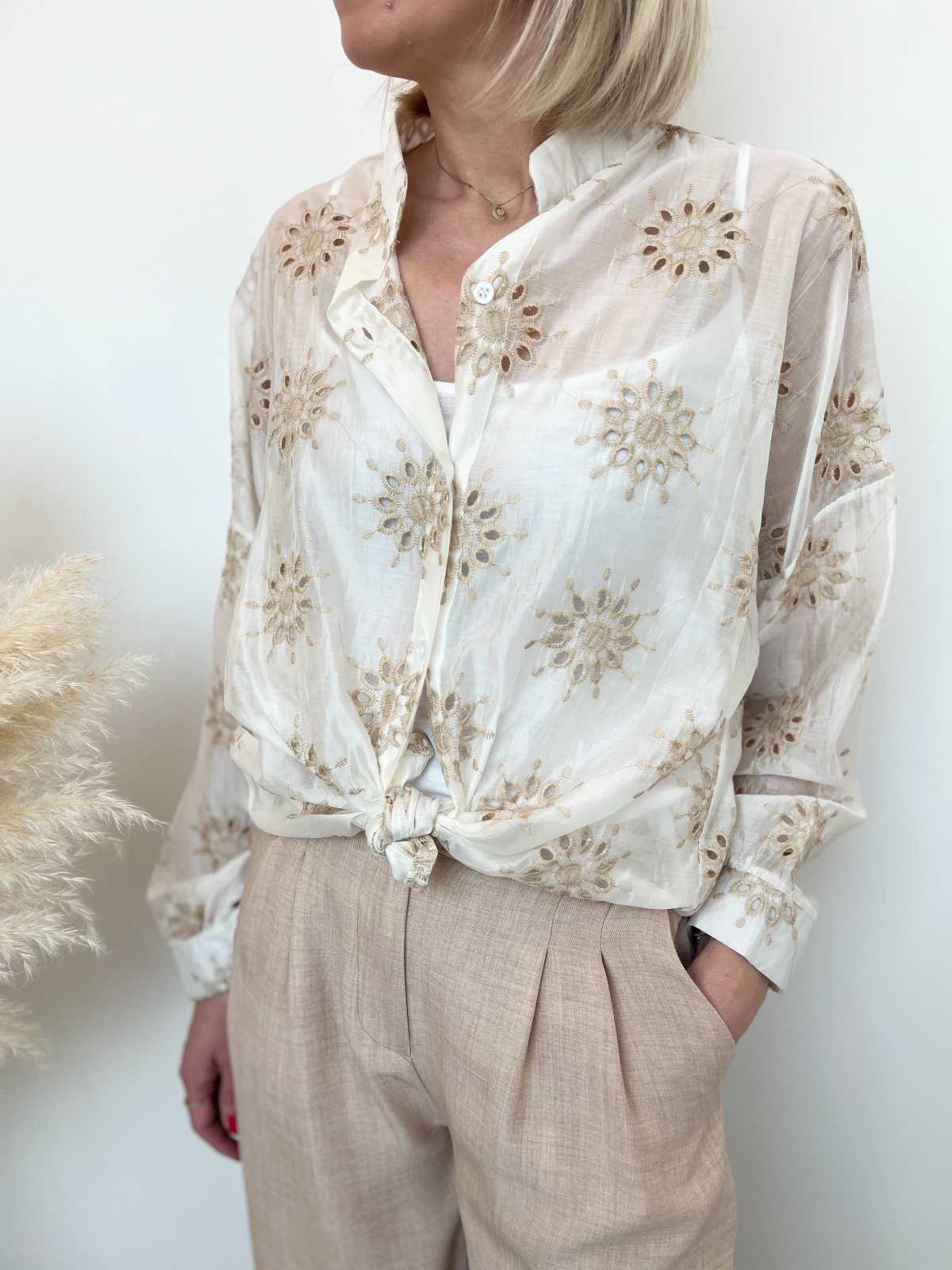 BLOUSE BOHEME BLANCHE IMPRIMEE