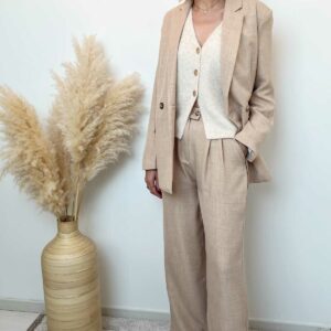 Pantalon Tailleur Beige foncé 2