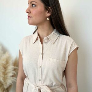 Robe longue lin beige 2