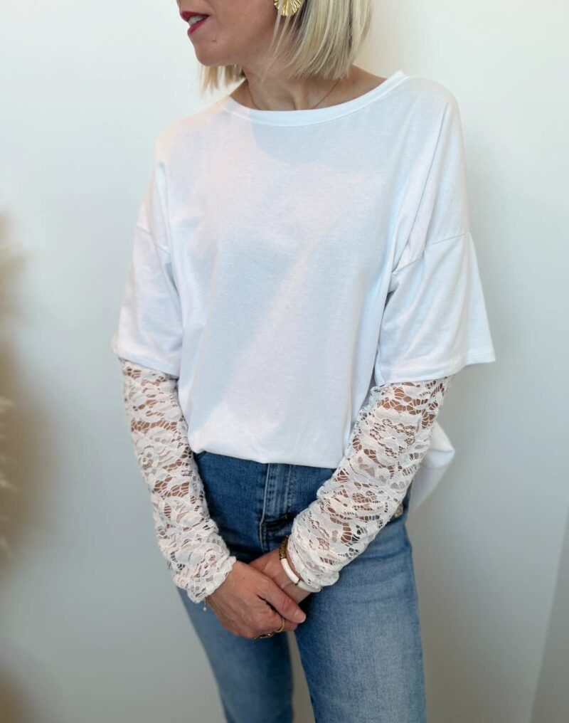 Tee shirt blanc dentelle 3