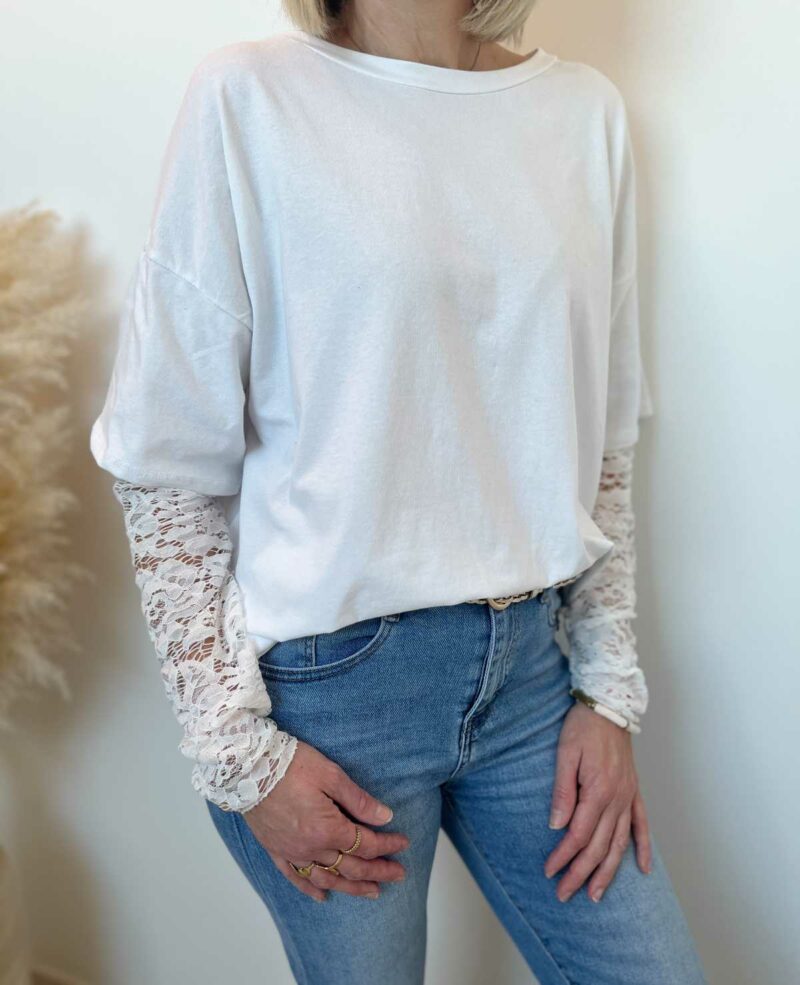 Tee shirt blanc dentelle 4