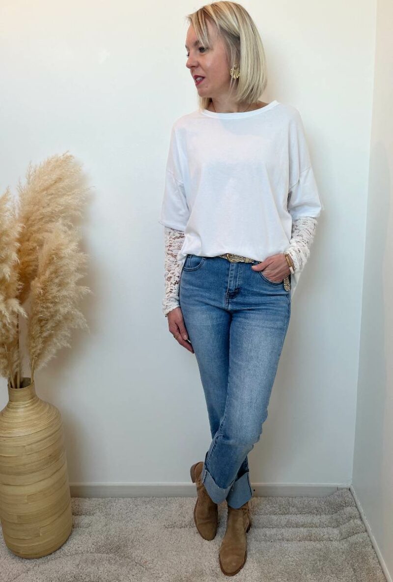 Tee shirt blanc dentelle