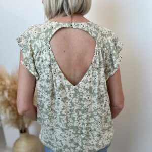 Top fleuri vert blanc 4