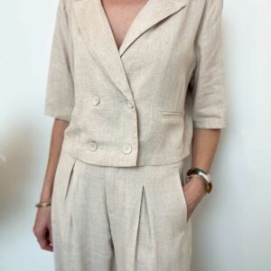 Veste tailleur sans manches beige