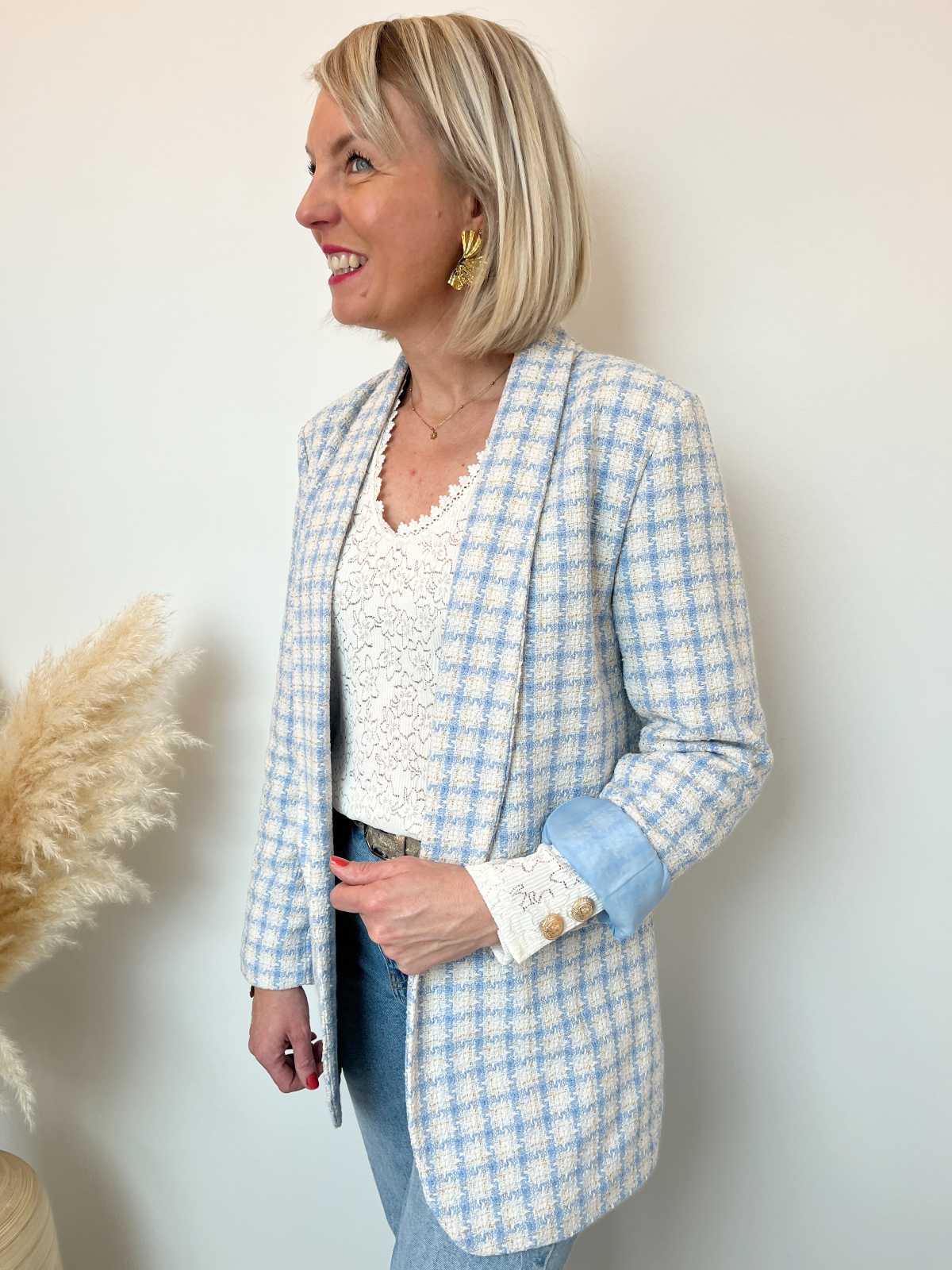BLAZER TWEED BLEU BLANC