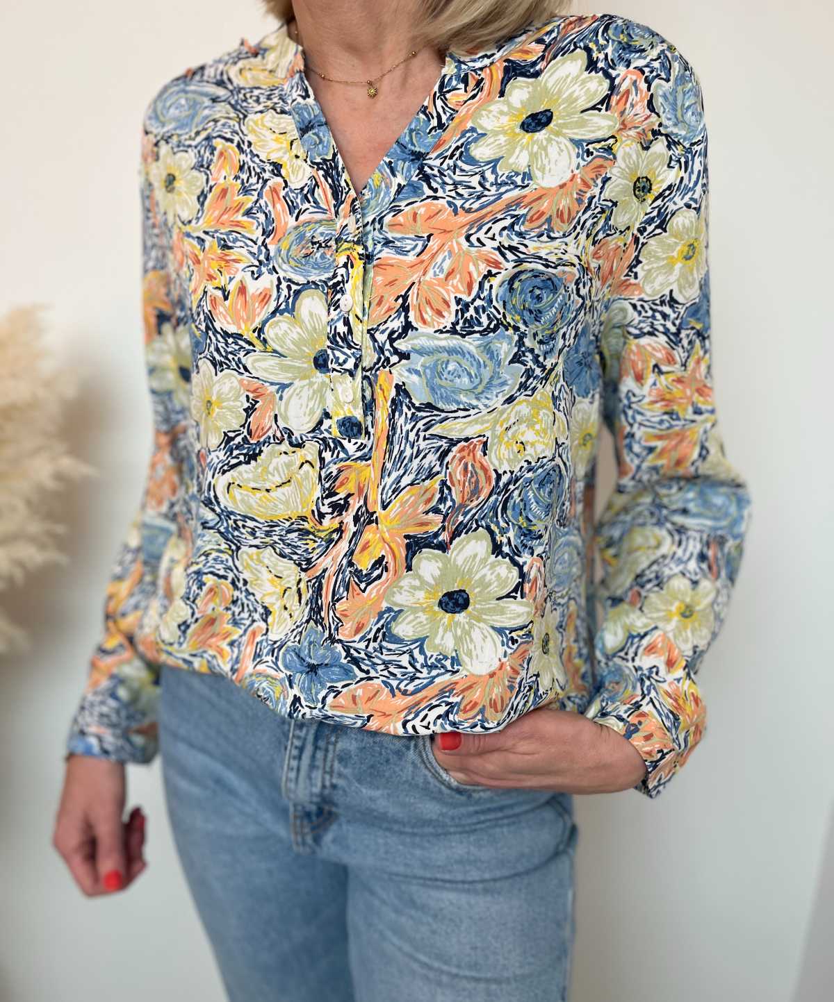 BLOUSE IMPRIMEE BLEU BEIGE