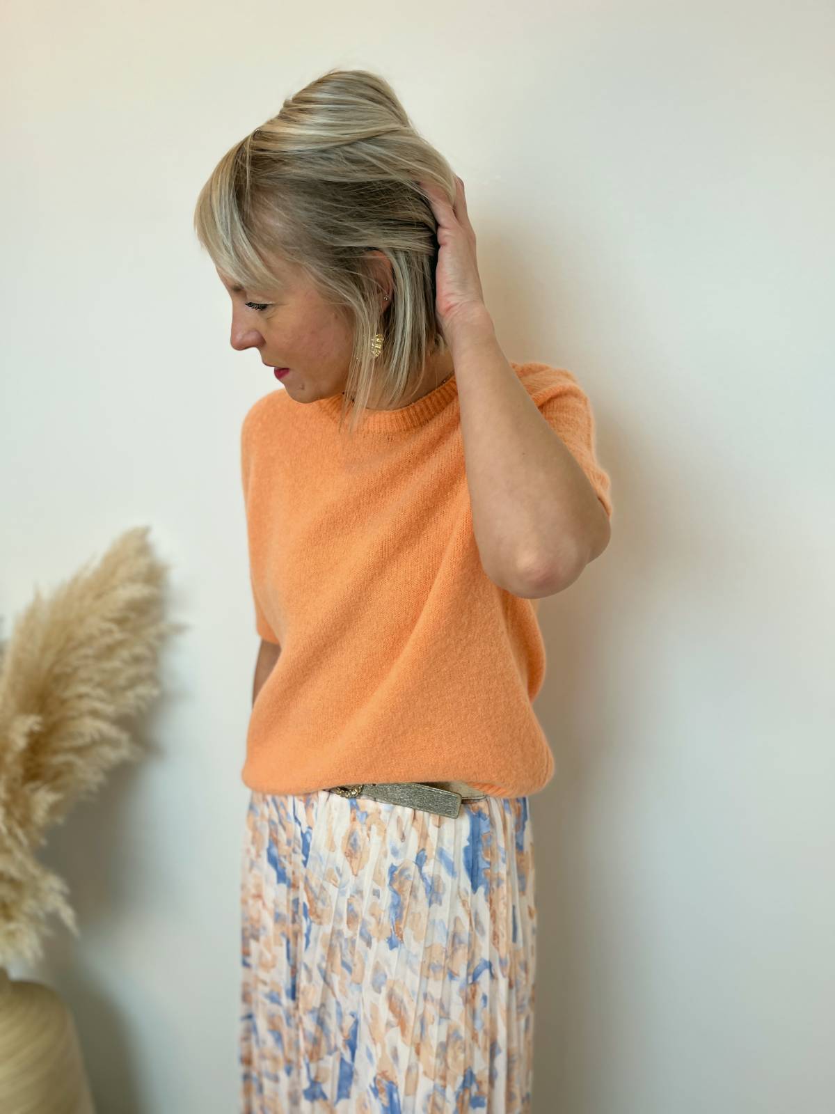 PULL MANCHES COURTES ORANGE