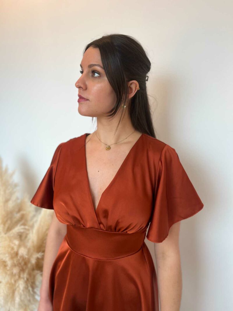 robe courte satinée terra cotta 3