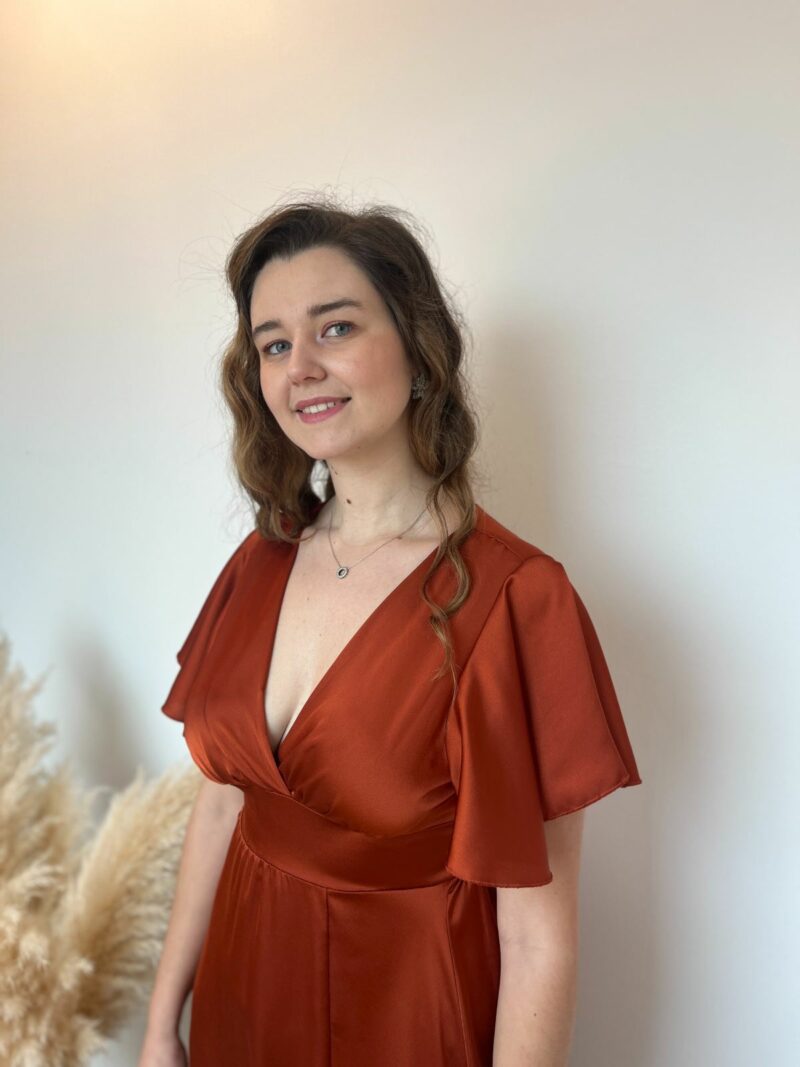 robe longue satinéeterra cotta