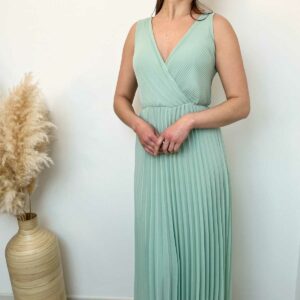 robe plissée vert sauge 2