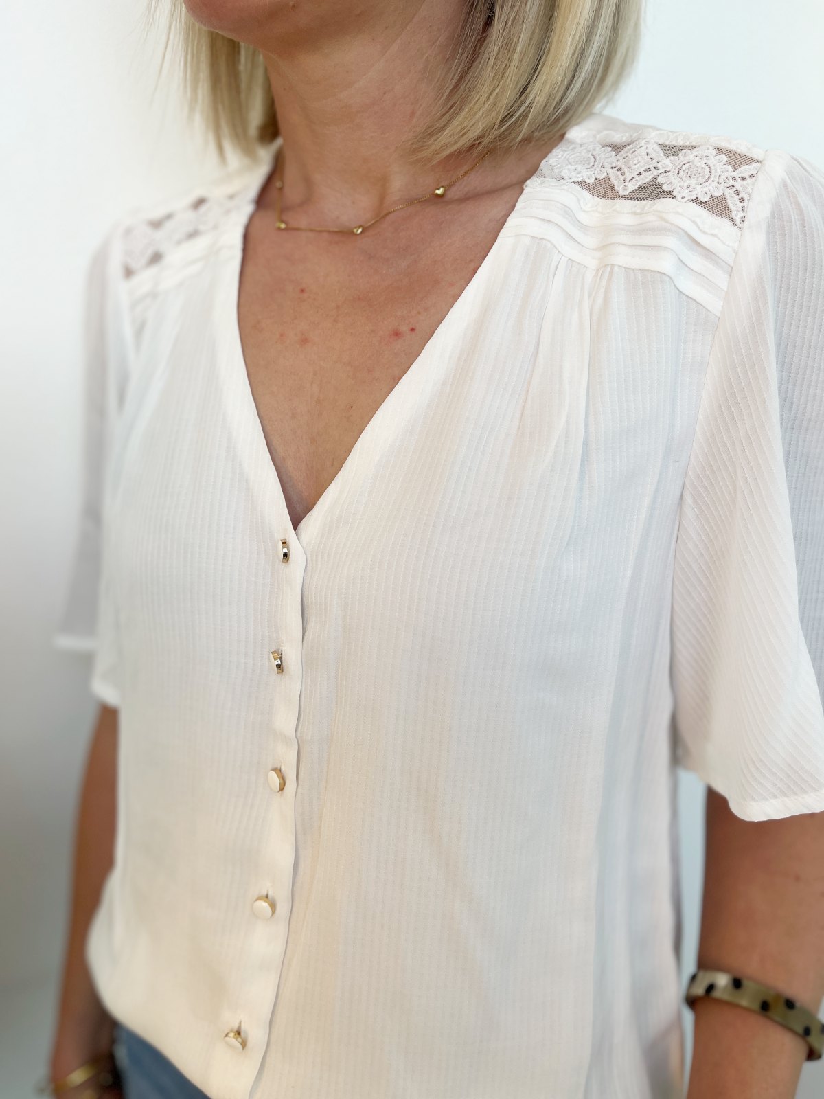Blouse col V blanc