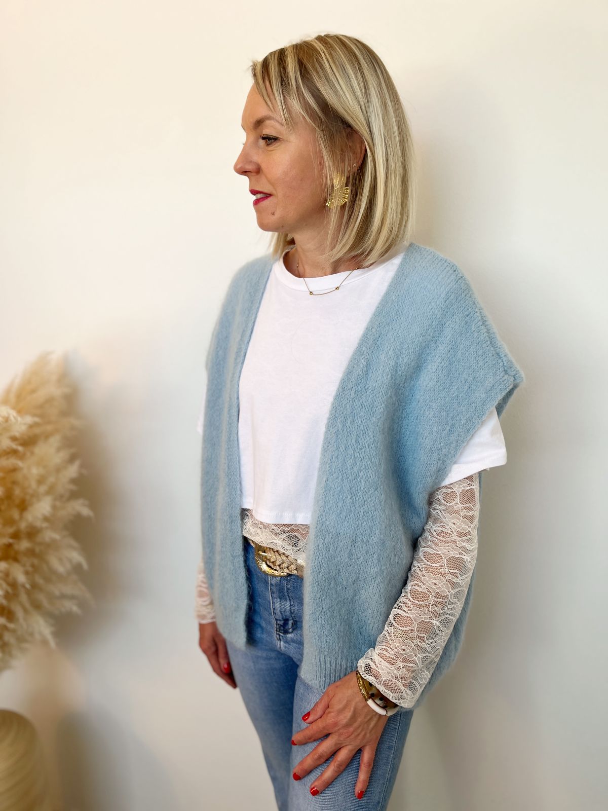 GILET SANS MANCHES BLEU CIEL