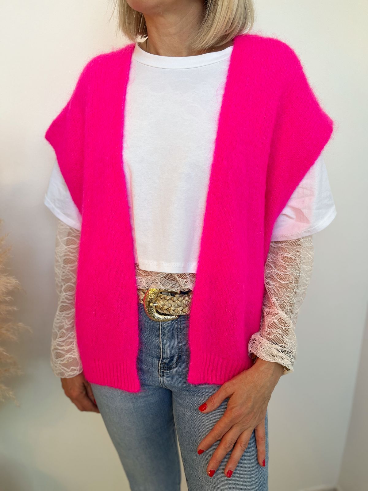 Gilet sans manches rose fluo 2