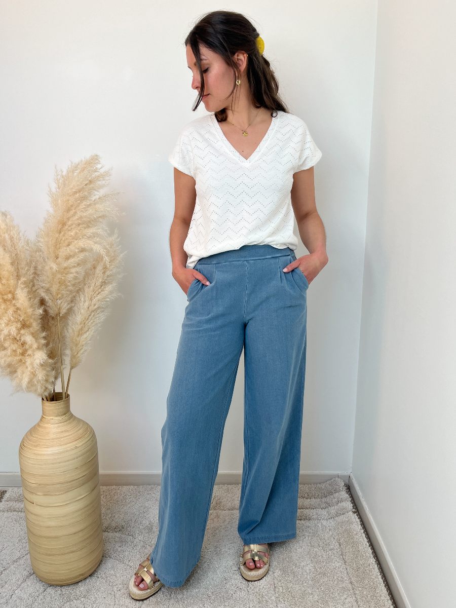 Pantalon wide bleu jean