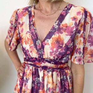 Robe imprimé violet beige 3