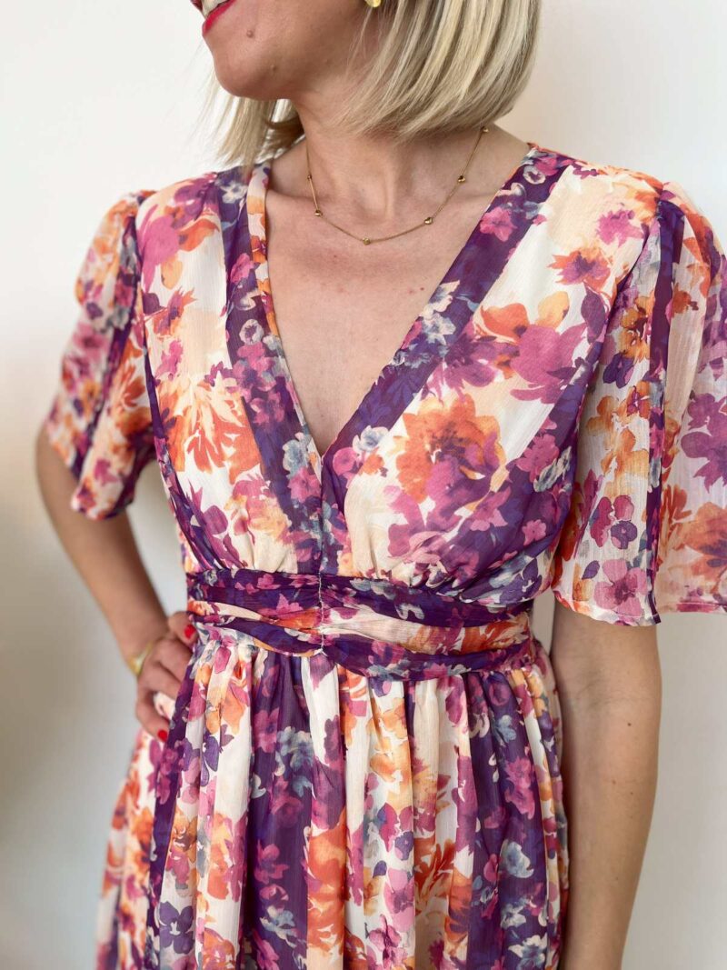 Robe imprimé violet beige 3