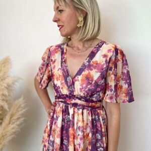 Robe imprimé violet beige 4
