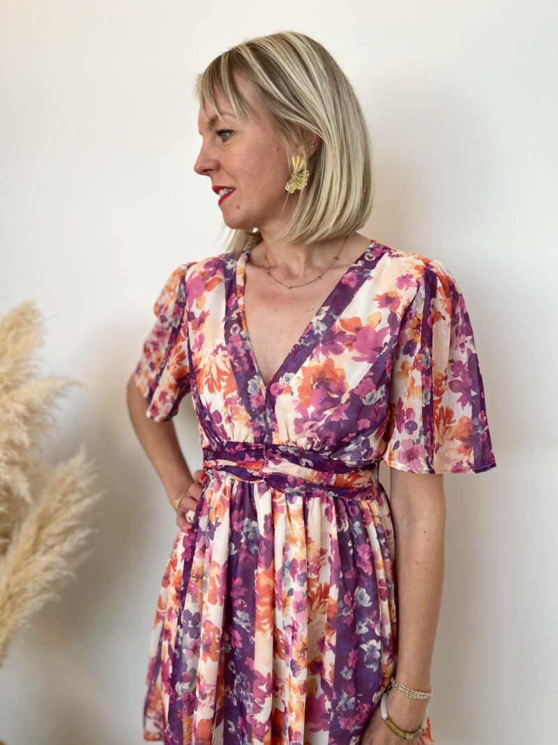 Robe imprimé violet beige 4