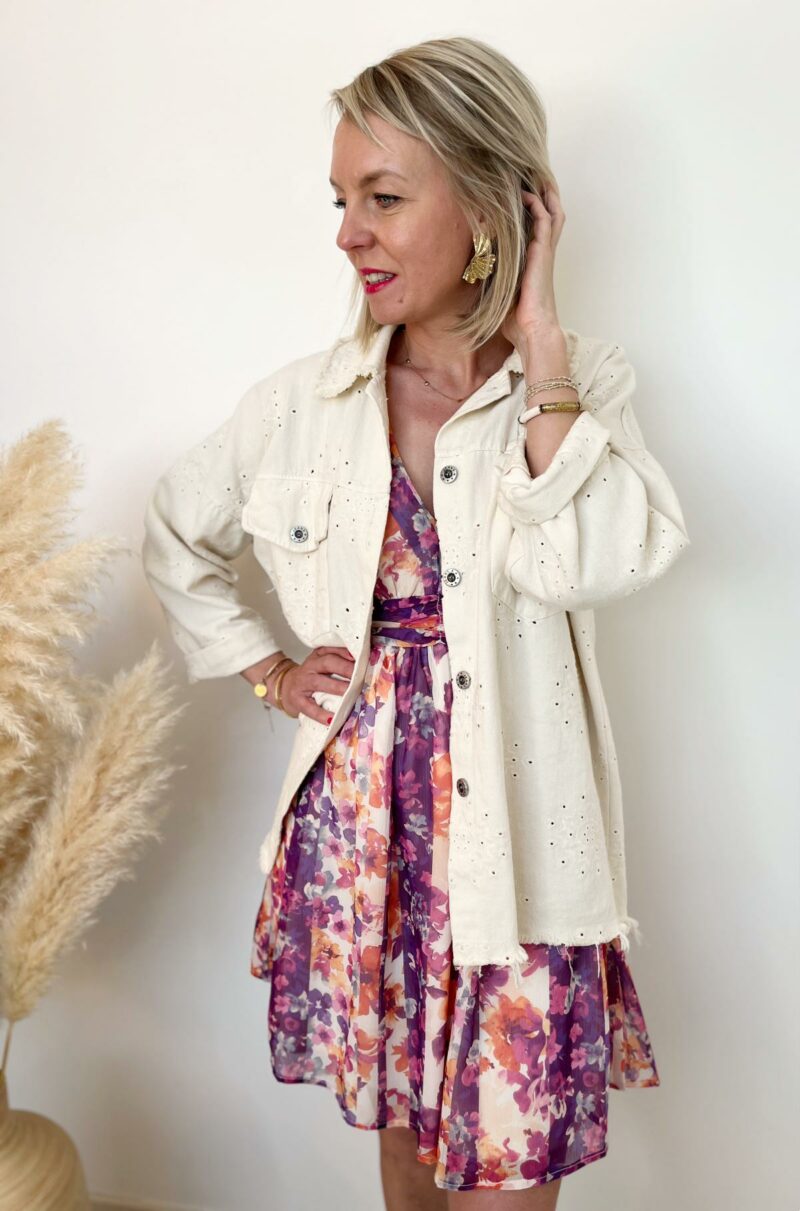 Robe imprimé violet beige