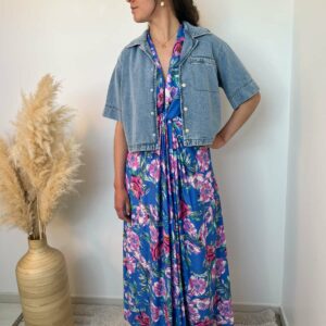 Robe longue bleu rose 4