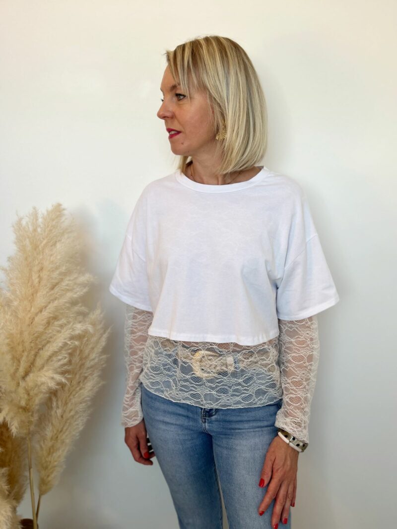 Tee shirt blanc dentelle 2