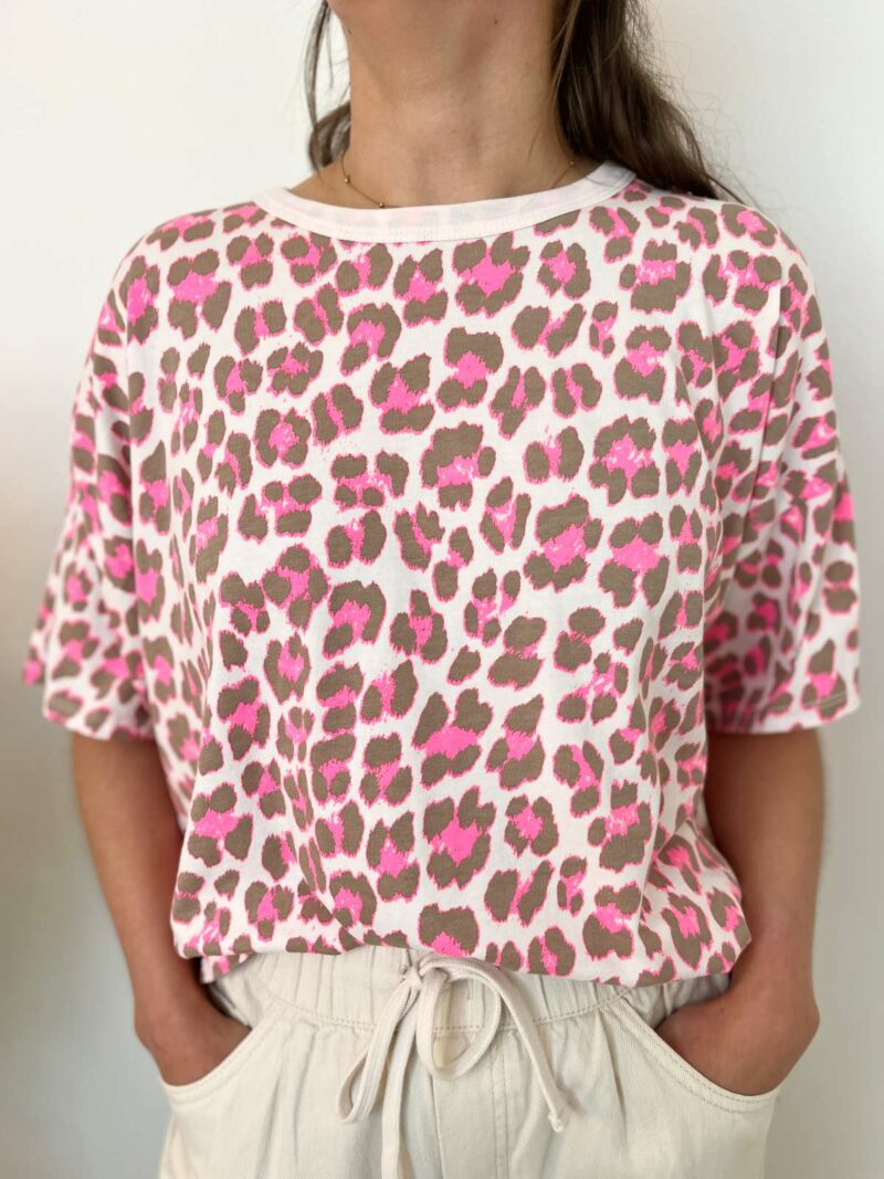 Tee shirt leopard rose blanc 2