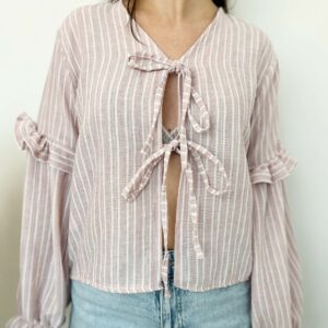 blouse noeud rose blanc 3