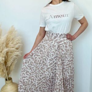 jupe plissee beige