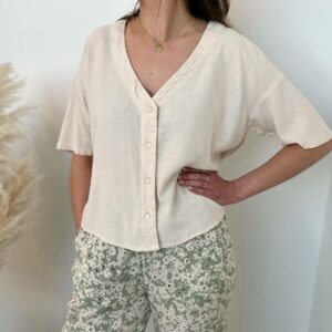Blouse lin beige 2