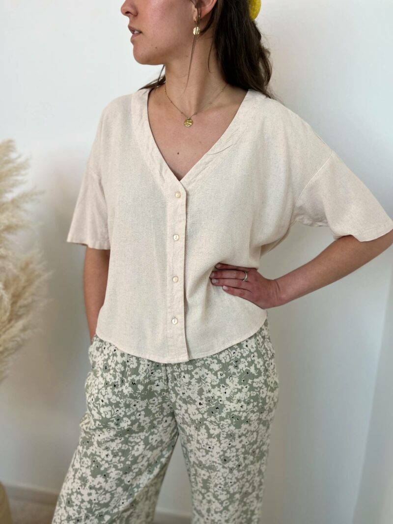 Blouse lin beige 2