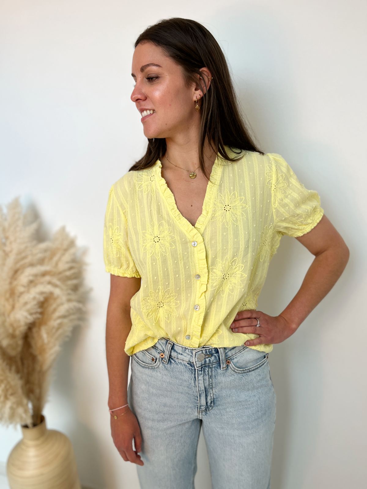 BLOUSE JAUNE BRODERIE